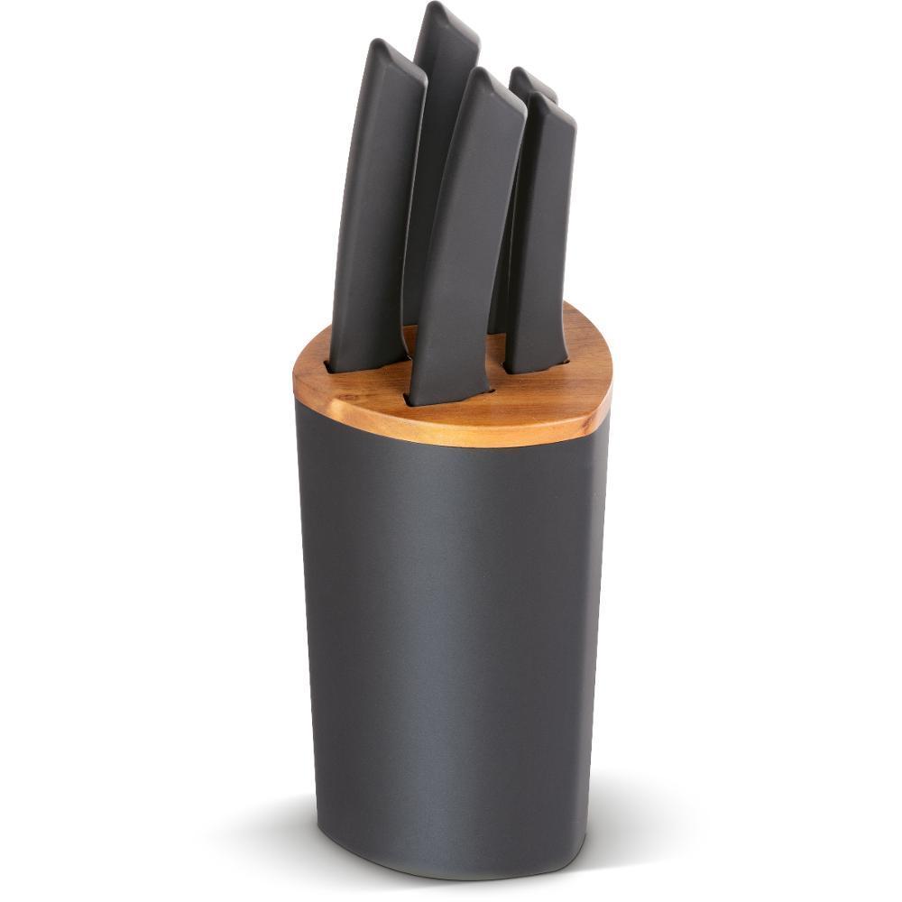 LAMART set 5 nožů v bloku KERF černá/hnědá
