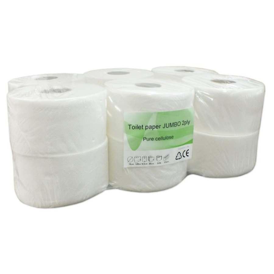 Papír toaletní JUMBO Ø 190, 2-vrstvý, celulóza, návin 100 m,/12 ks