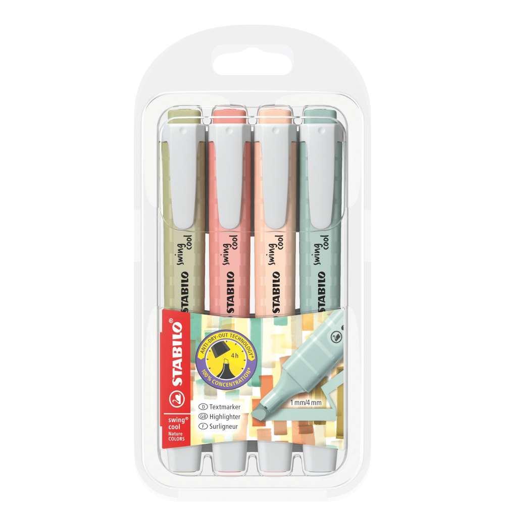 Zvýrazňovač STABILO swing cool NatureCOLORS sada 4 ks
