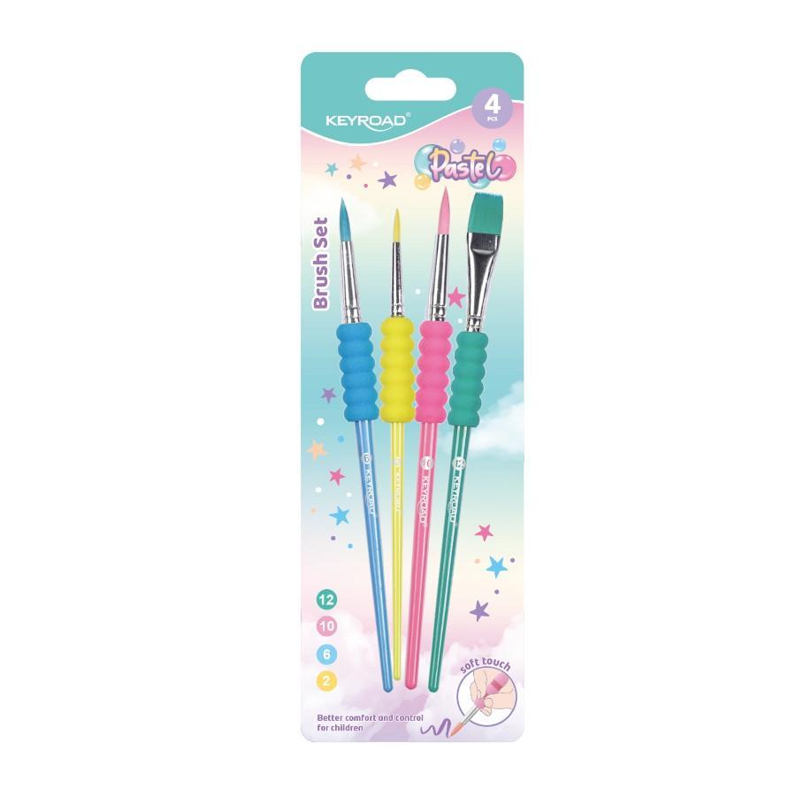 Keyroad sada štětců Pastel, pěnový úchop, blistr mix barev