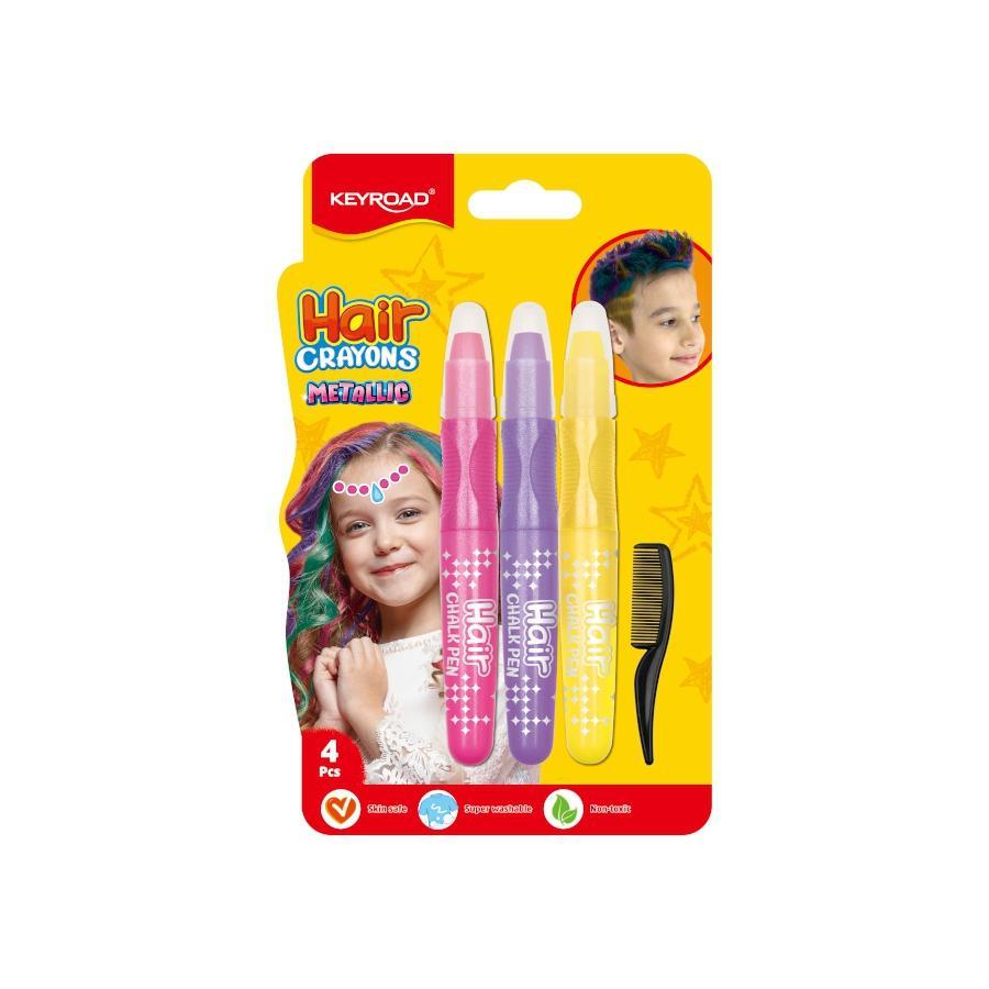 Keyroad vlasové křídy Metallic shine blistr mix barev
