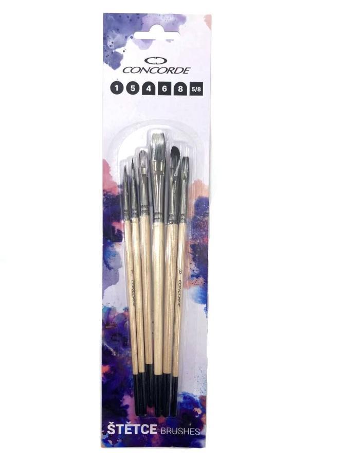 CONCORDE sada štětců Natural nylon blistr 6 ks