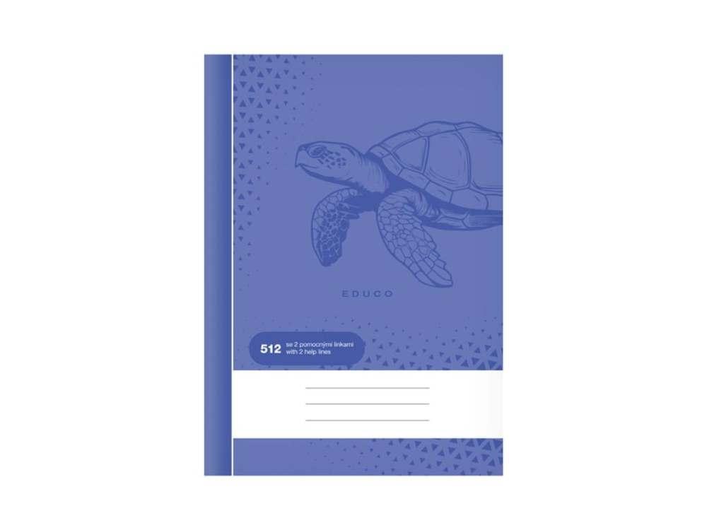 MFP sešit bezdřevý BASE 512 - A5 linkovaný, 2 pomocné linky (16 mm), 10 listů, fialový