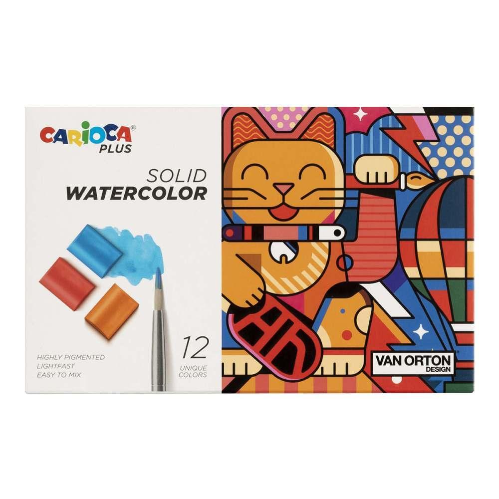 CARIOCA barvy akvarelové Solid pouzdro, 12 ks