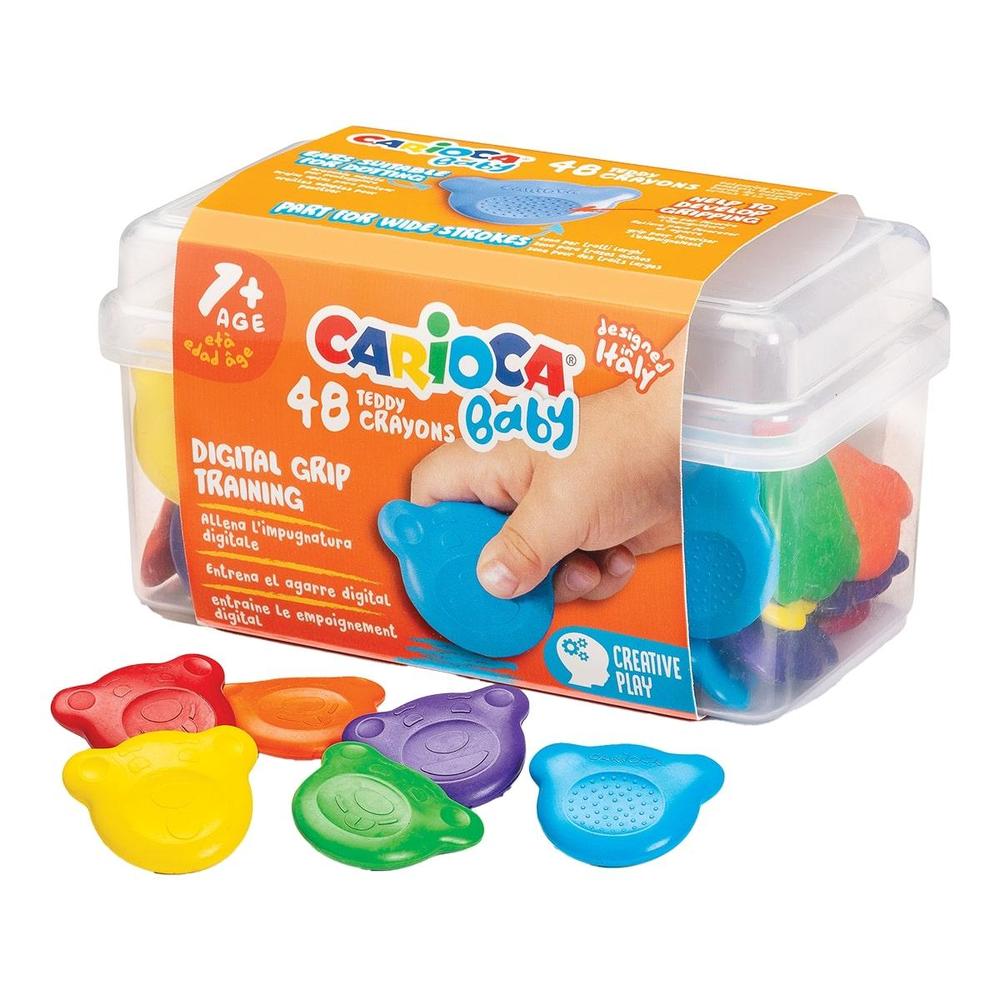 CARIOCA pastelky voskové Baby Teddy 1+ plastový box 48 ks