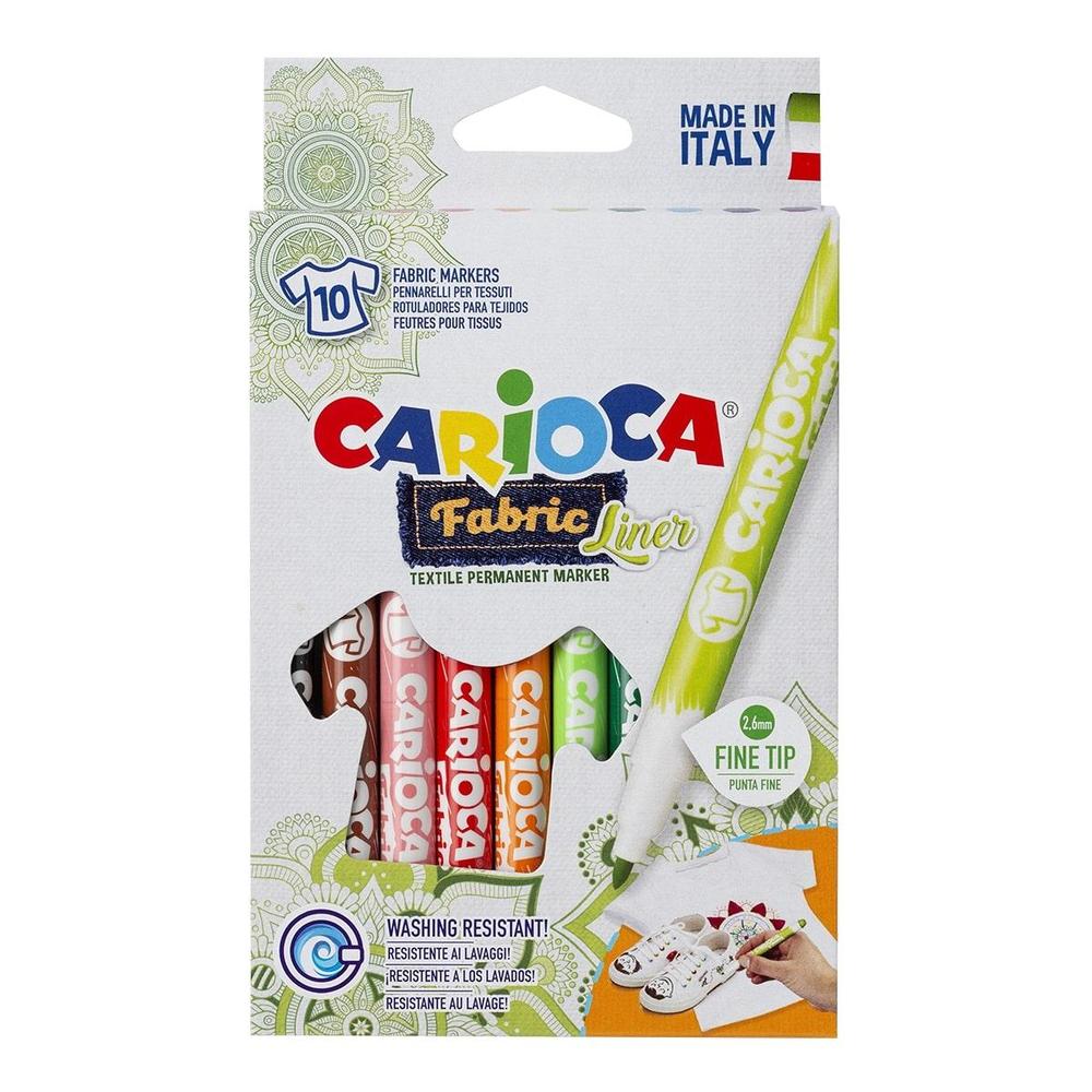 CARIOCA barvy na textil 10 ks, tenký hrot