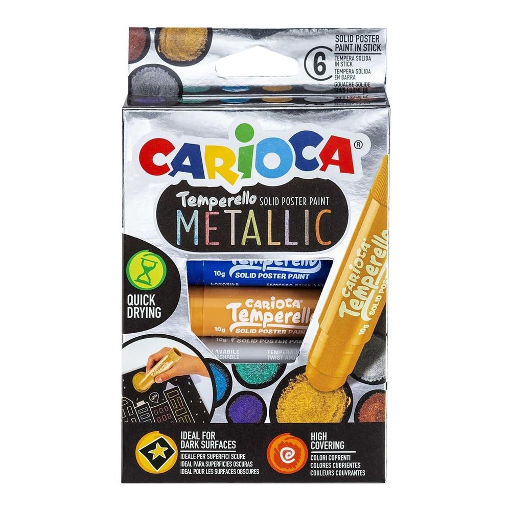 CARIOCA barvy temperové v tyčince Metallic 6 ks