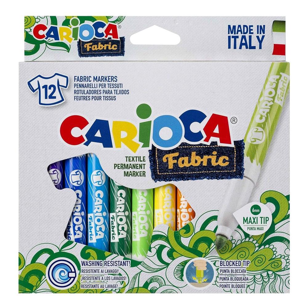 CARIOCA barvy na textil 12 ks, maxi hrot