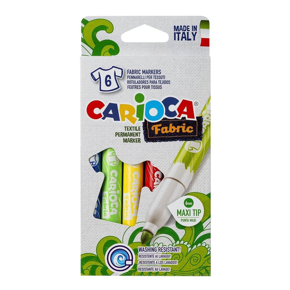 CARIOCA barvy na textil 6 ks, maxi hrot