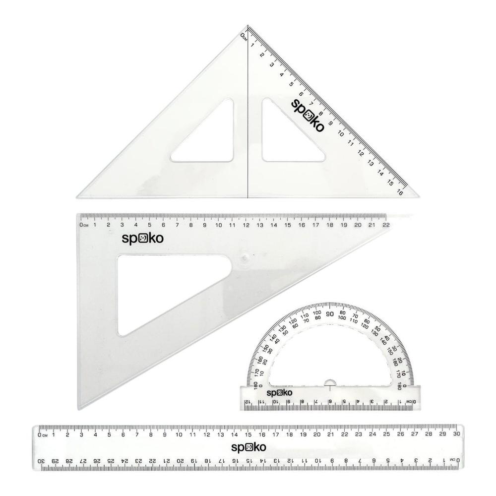 Spoko pravítko sada 4 ks transparentní