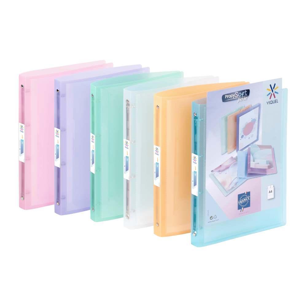Pořadač prezentační 4-kroužkový PP VIQUEL s kapsou A4 2,5 cm mix pastelových barev