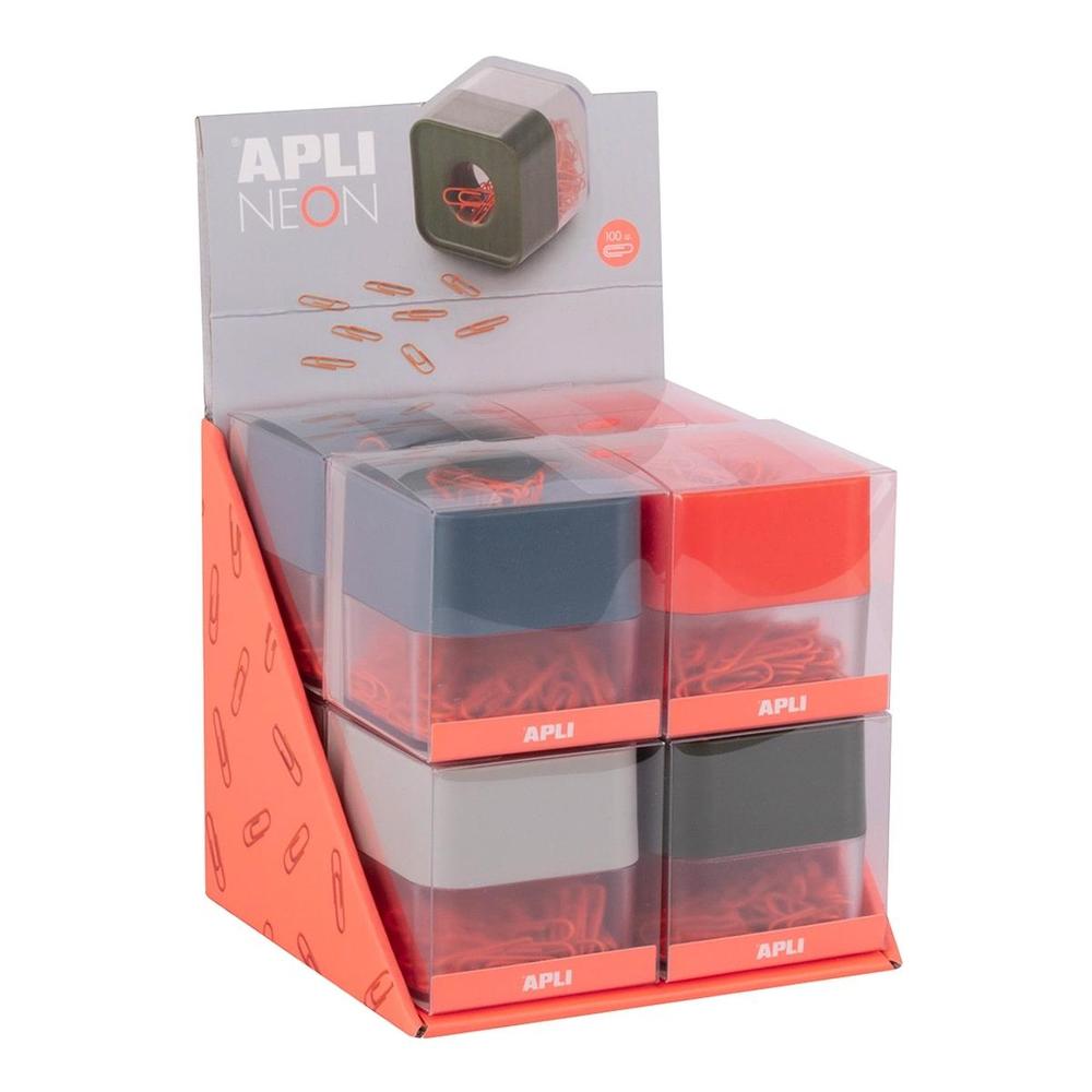 Apli zásobník na kancelářské spony NEON magnetický, mix barev