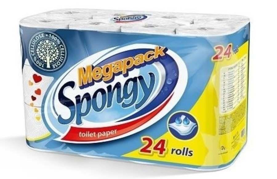 Papír toaletní SPONGY Megapack, 2-vrstvý, celulóza /24 ks