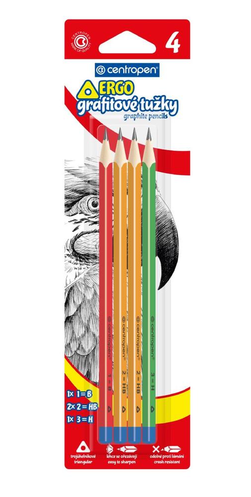 CENTROPEN, a.s. tužka grafitová 9511 školní trojhranná 1,2,3 - mix/sada 4 ks