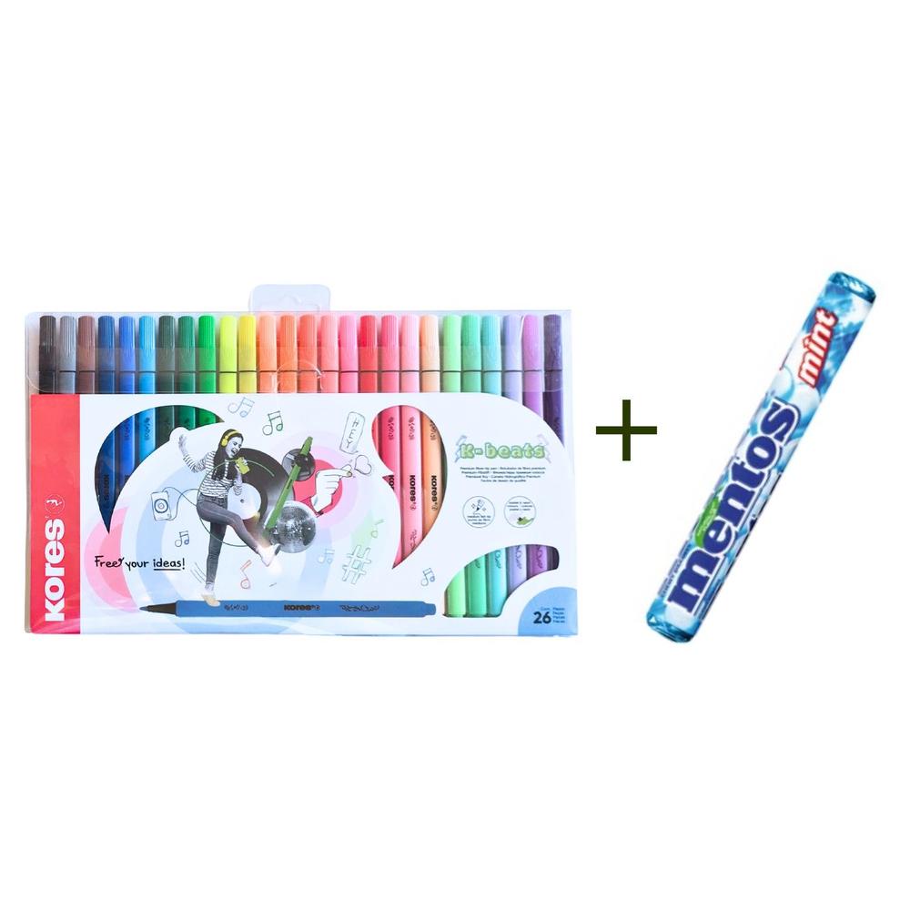 Kores popisovač K-Beats M sada 26 barev v etui + zdarma velké Mentos