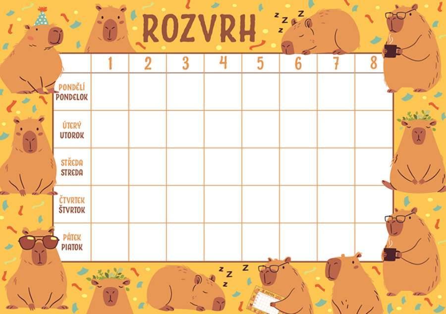 Baloušek Tisk rozvrh hodin A5 - Kapybary