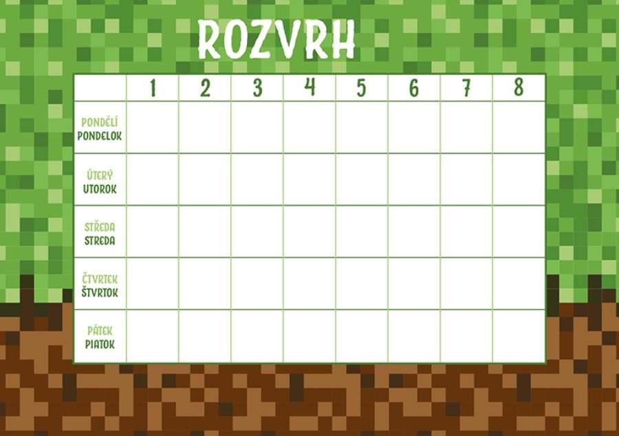 Rozvrh hodin A5 - Kostky