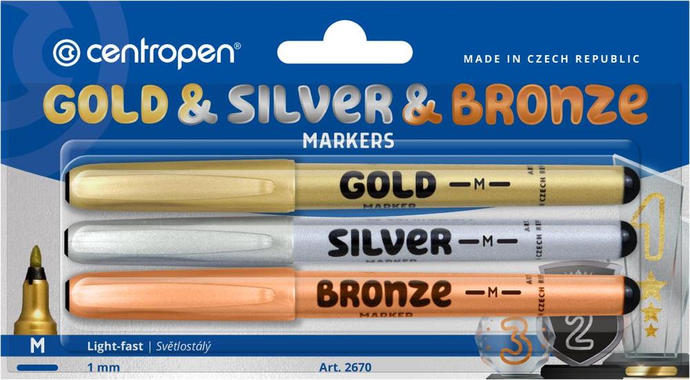 Centropen značkovač 2670/3 Gold+Silver+Bronze 1 mm