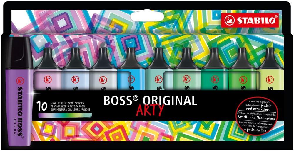 Zvýrazňovač Stabilo BOSS ORIGINAL ARTY studené barvy sada 10 barev