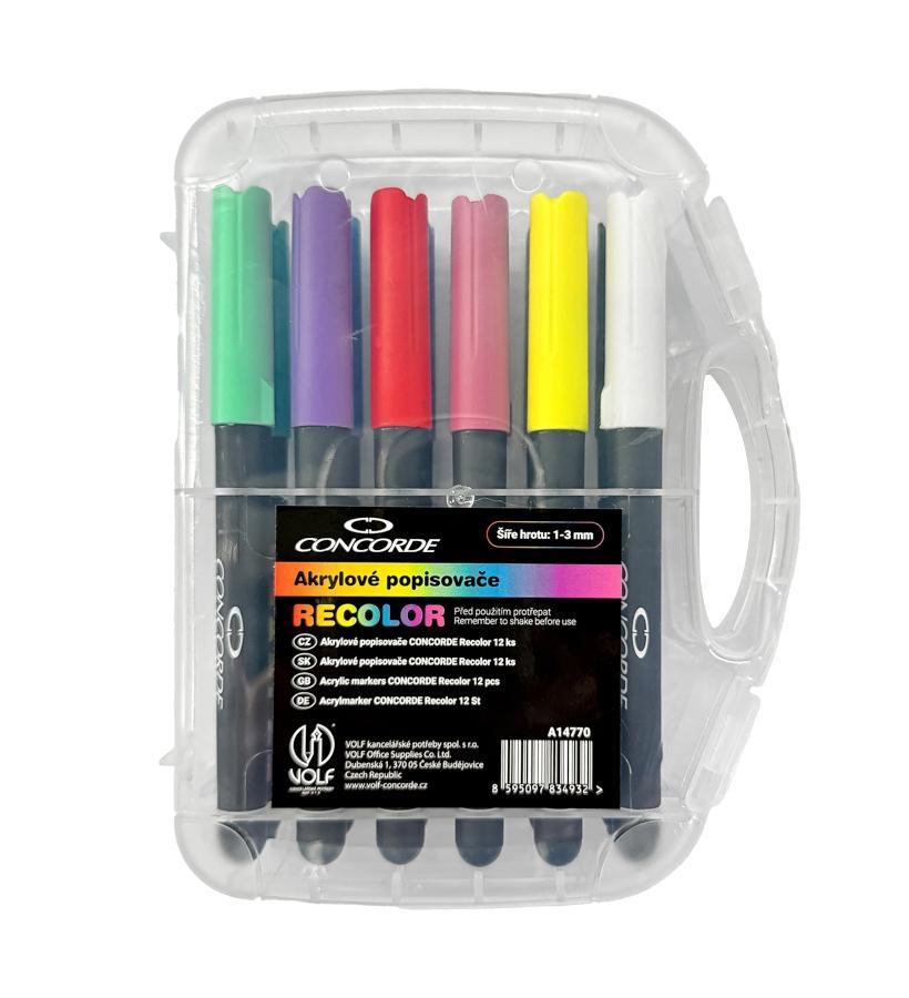 CONCORDE popisovač akrylový Recolor sada 12 barev