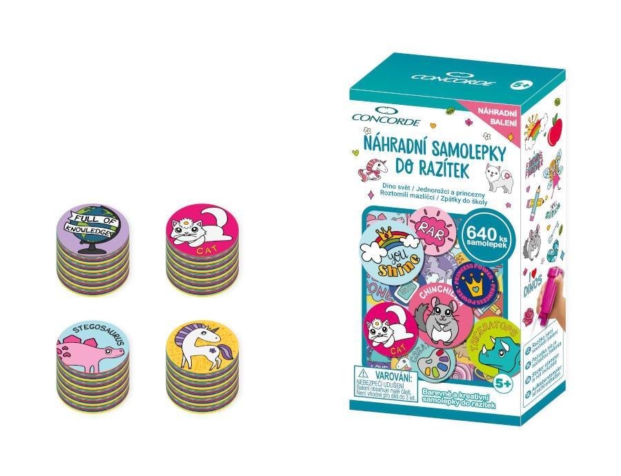 CONCORDE náhradní samolepky do razítek mix barev, 640 ks