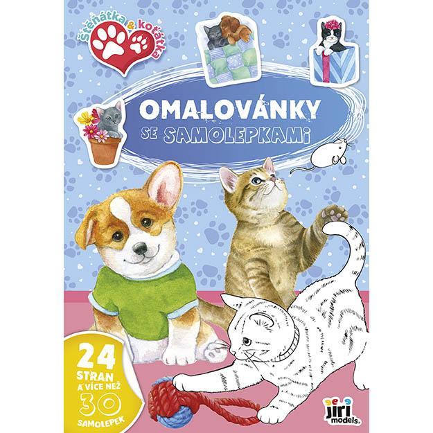 JIRI MODELS omalovánky A4 se samolepkami Štěňátka a koťátka
