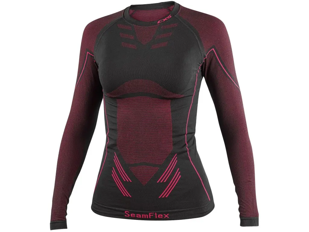 CXS tričko SeamFlex, dámské, funkční, dlouhý rukáv, černo-růžové vel. XL/2XL