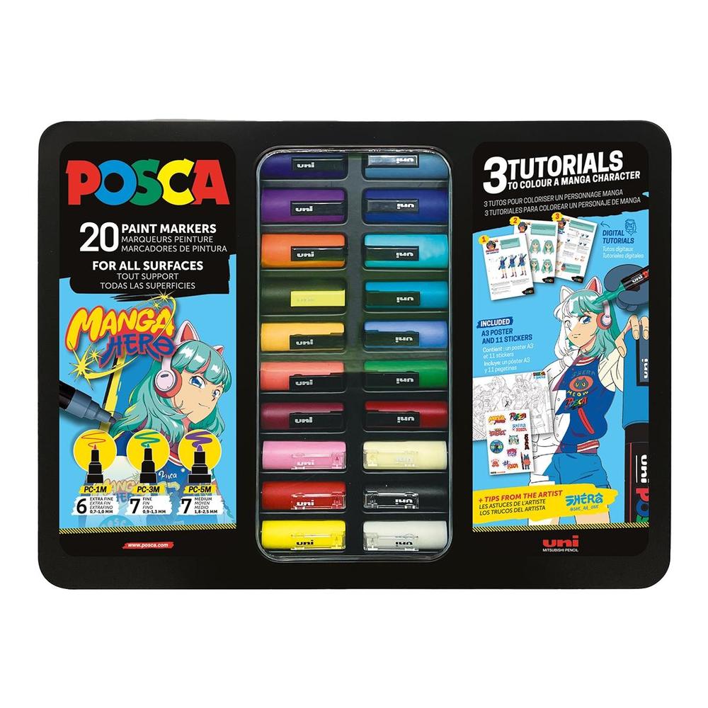 POSCA unikátní popisovač MANGA HERO sada 20 barev