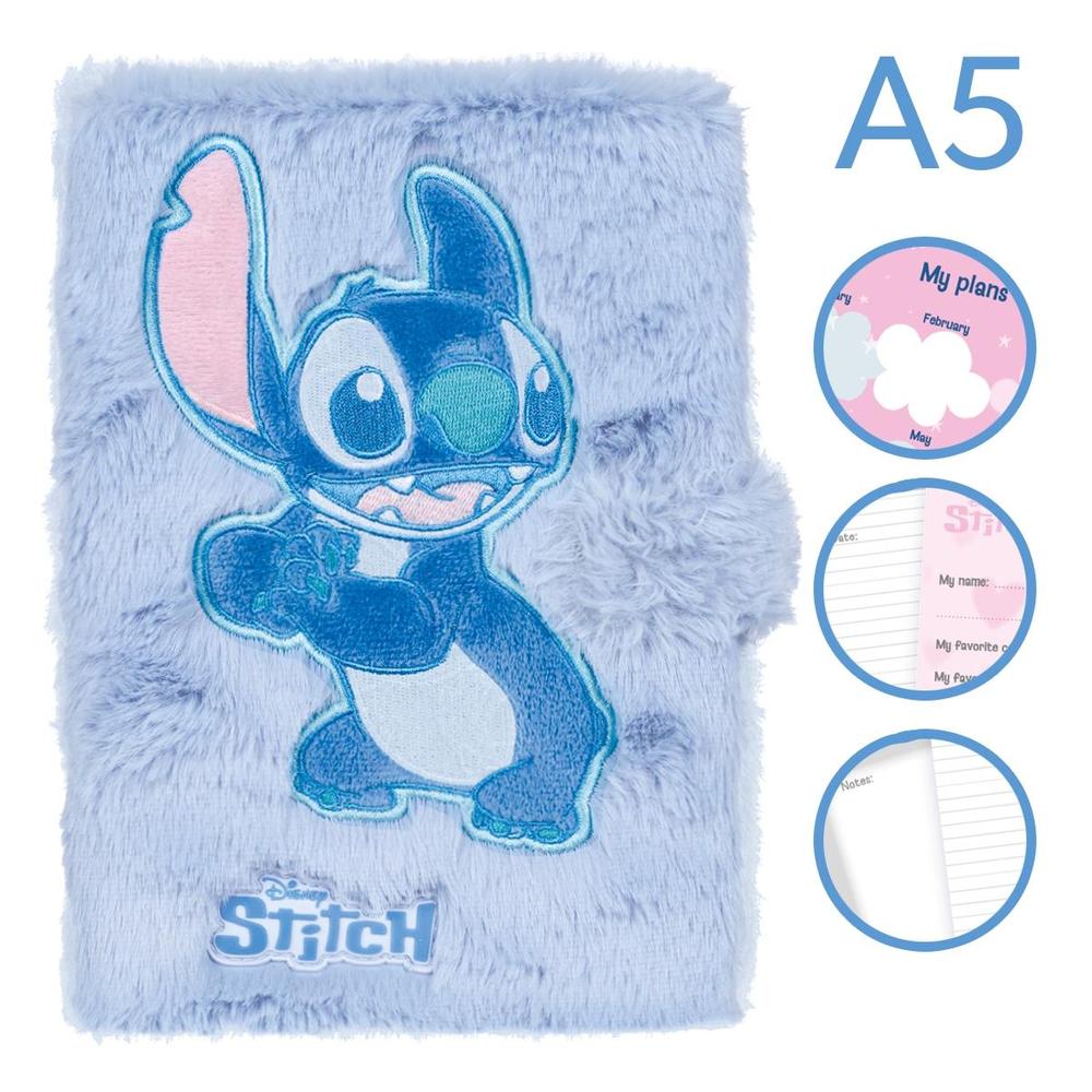 Colorino zápisník uzavíratelný, Stitch Fluffy A5 světle modrý