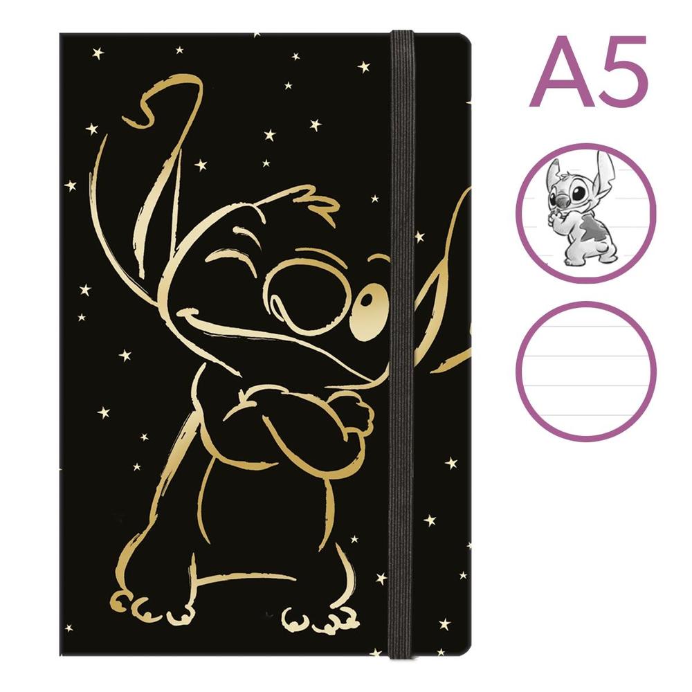 Colorino zápisník s gumičkou, Stitch Gold 3 A5 linkovaný, 80 stránek