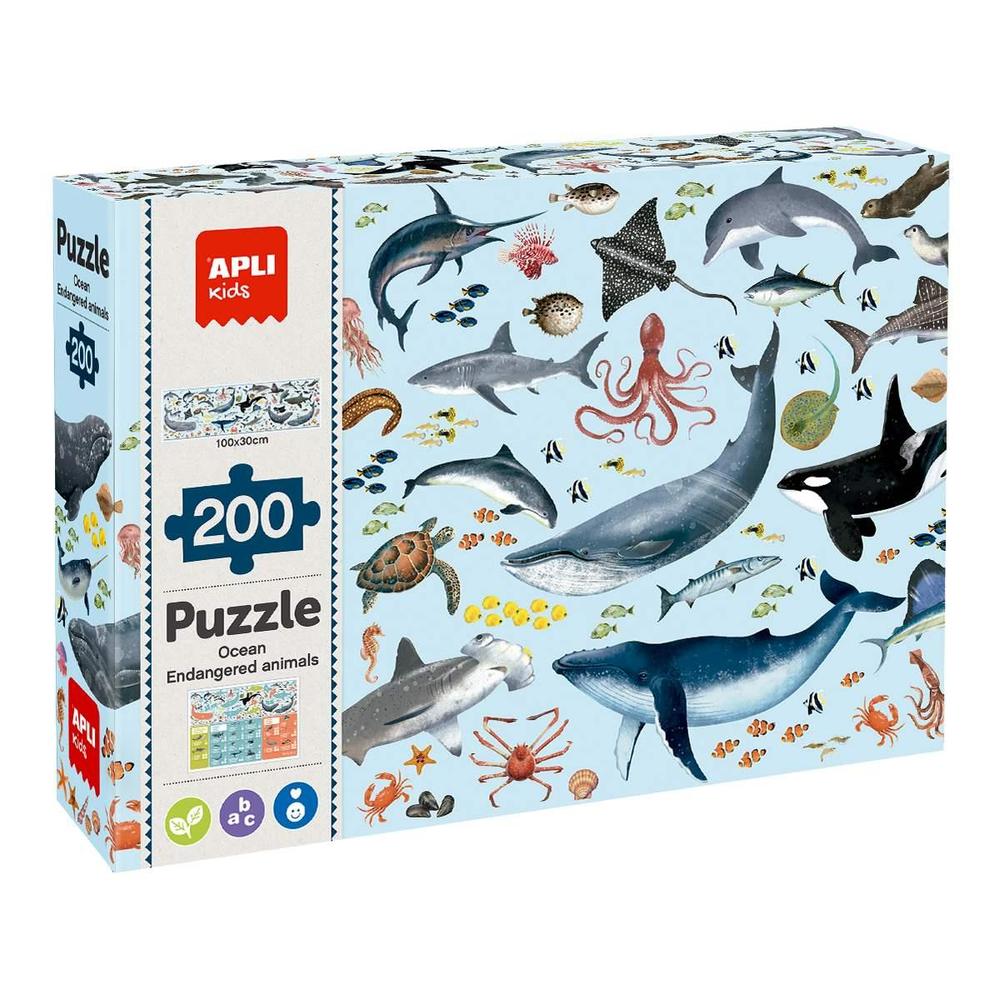 Apli edukační puzzle 6+ Ohrožená zvířata v oceánu, 200 ks