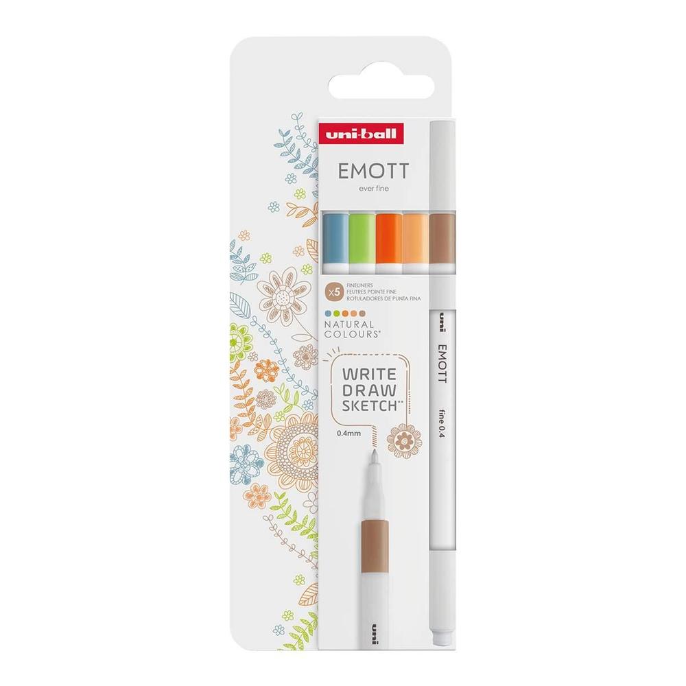 UNI popisovač Emott Liner sada NATURAL 5 ks, mix barev