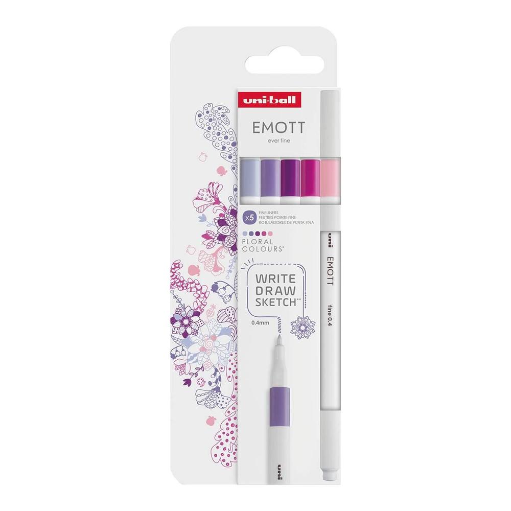 UNI popisovač Emott Liner sada FLORAL 5 ks, mix barev