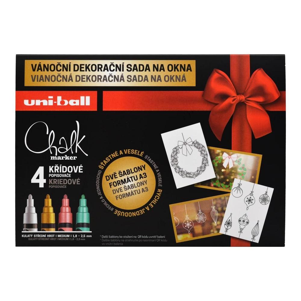 UNI popisovač křídový PWE-5M vánoční sada – Traditional 1,8 - 2,5 mm, mix barev