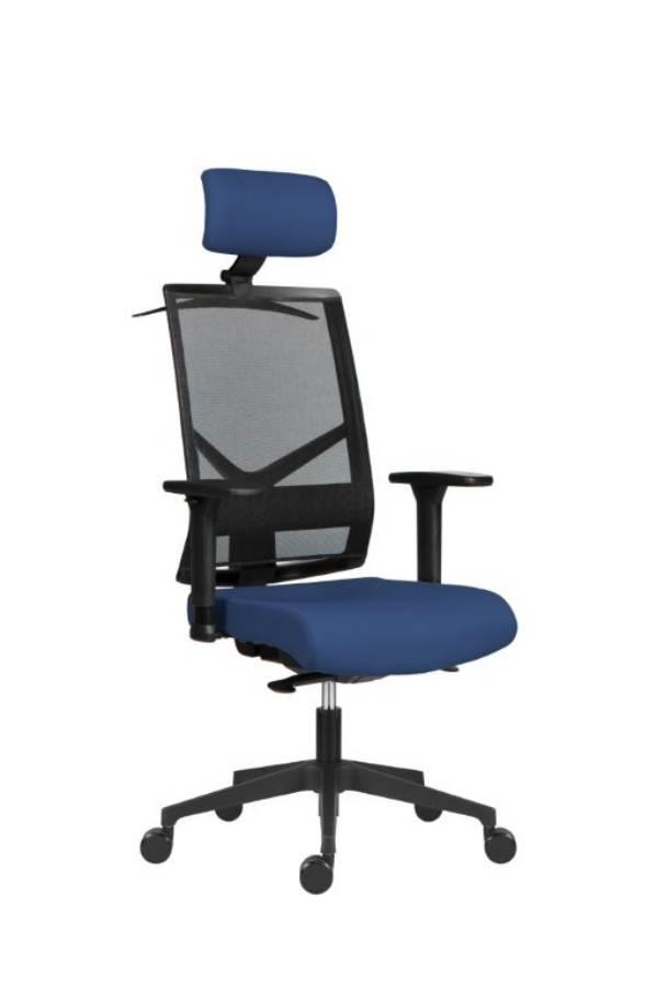 Kancelářská židle Omnia - modrá s područkami a podhlavníkem