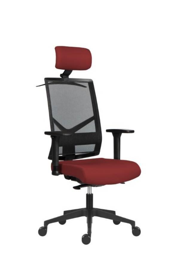 Kancelářská židle Omnia - červená s područkami a podhlavníkem