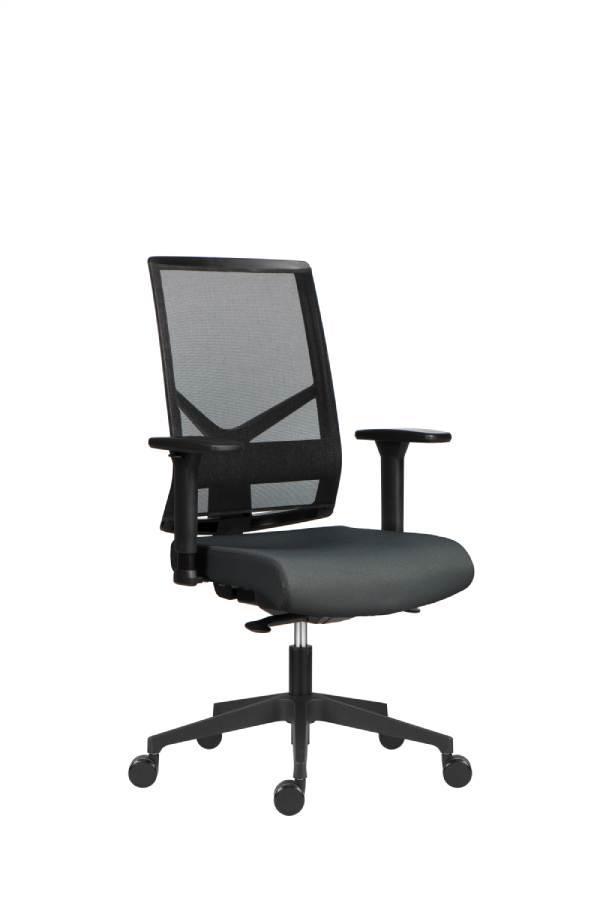 Kancelářská židle Omnia - šedá s područkami a bez podhlavníku