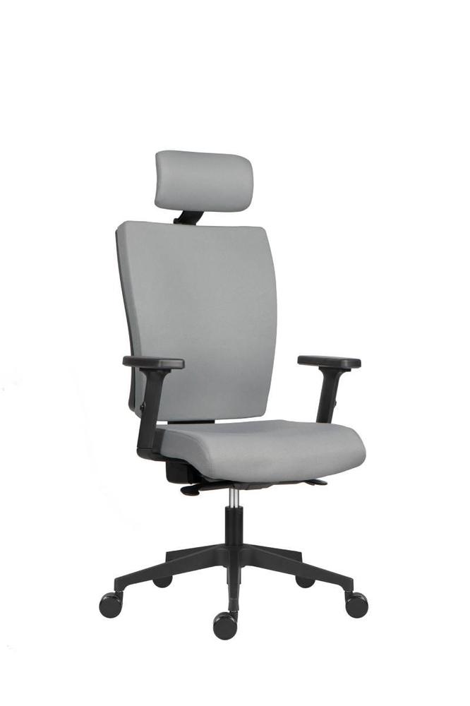 Kancelářská židle Gala - sv. šedá s područkami a podhlavníkem