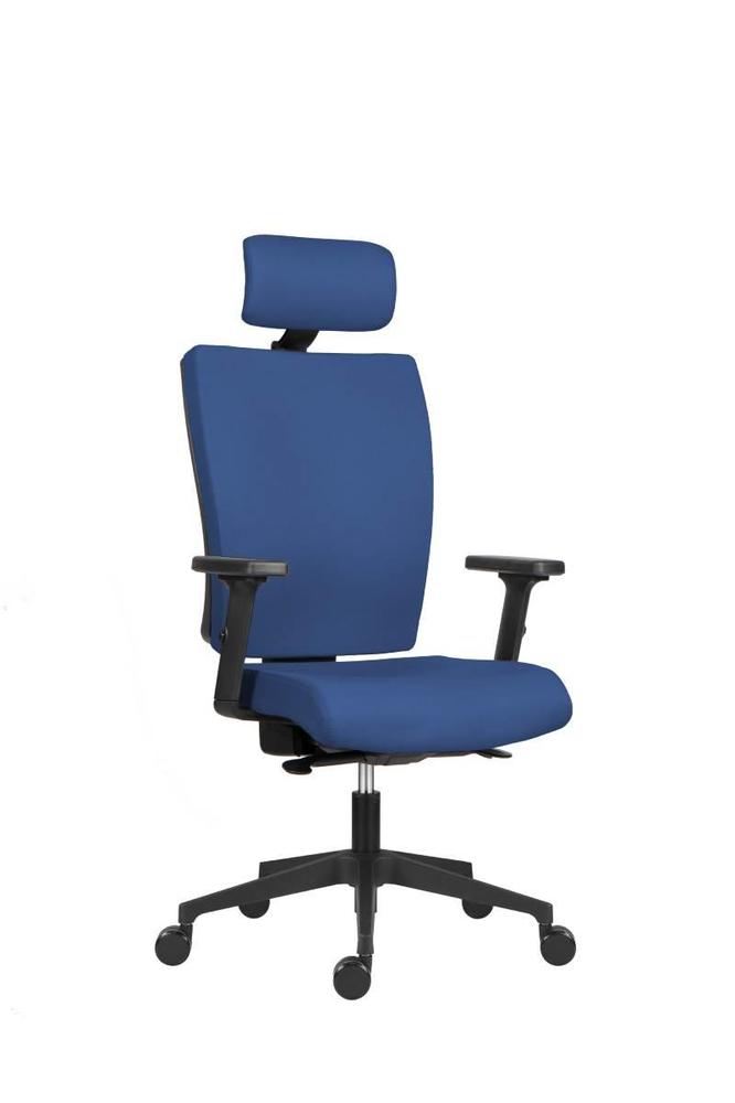 Kancelářská židle Gala - modrá s područkami a podhlavníkem