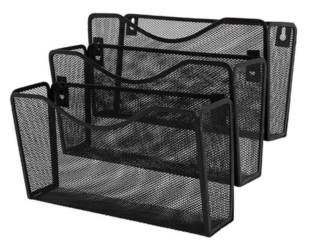 Donau nástěnný odkladač A4, 3 přihrádky, kov, černý