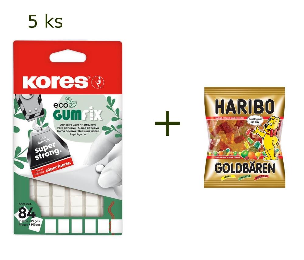 Kores lepicí guma ECO Gumfix 50 g - 84 ks /5 ks + Haribo medvídci