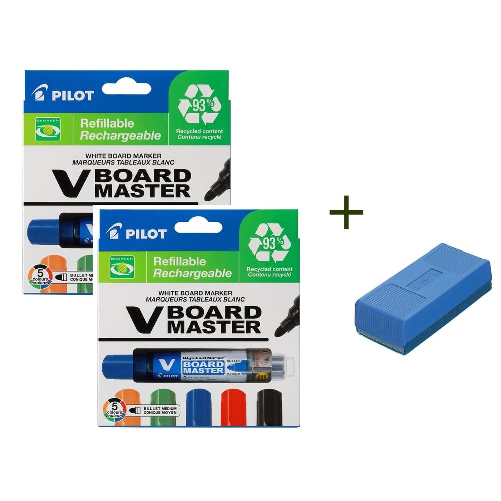 Pilot popisovač 5979 na bílé tabule V-Board Master sada 5 barev 2+1 zdarma houbička