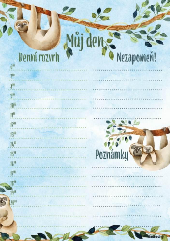 Baloušek Tisk denní plánovač A5 - Lenochod