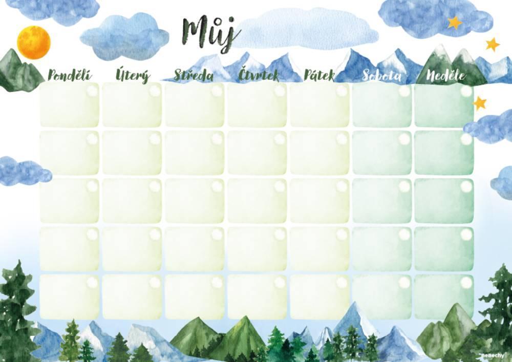Baloušek Tisk měsíční plánovač A4 - Hory