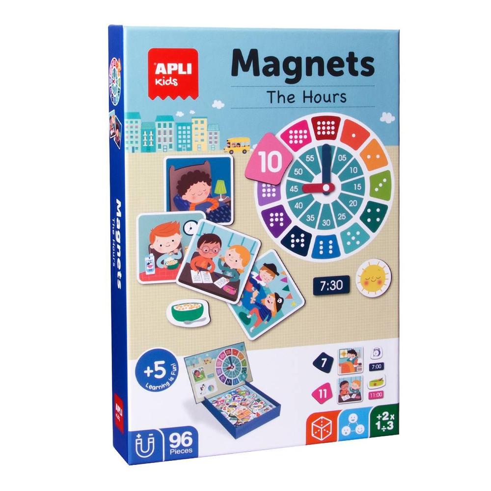 Apli edukační hra s magnety Hodiny, 96 ks, 5+