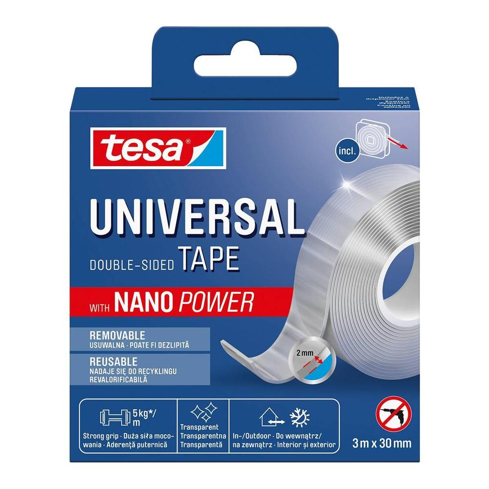 Tesa lepicí páska oboustranná Nano Power 3 m x 30 mm, transparentní