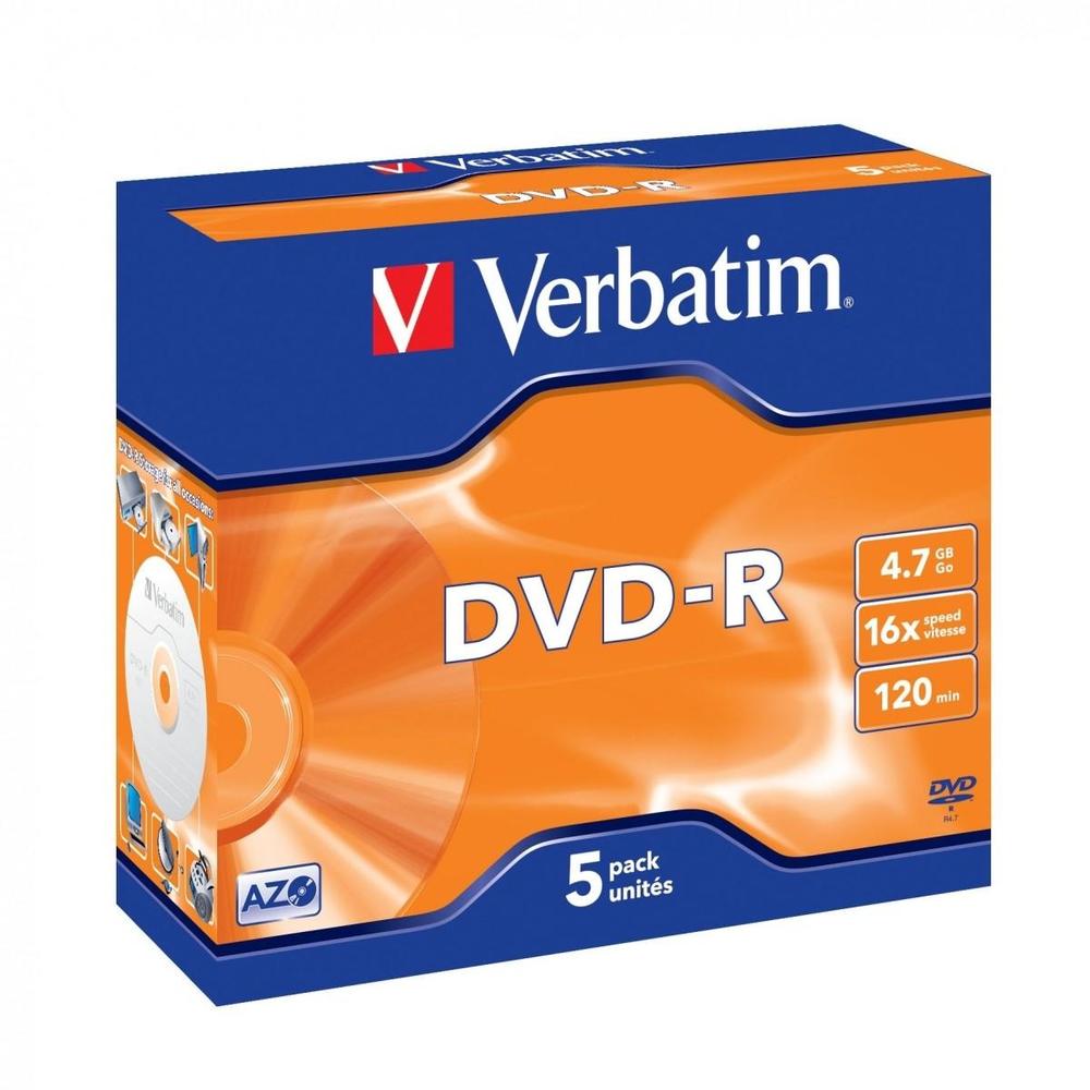 DVD -R VERBATIM 4,7 GB, jewel box, 16x, 5 ks