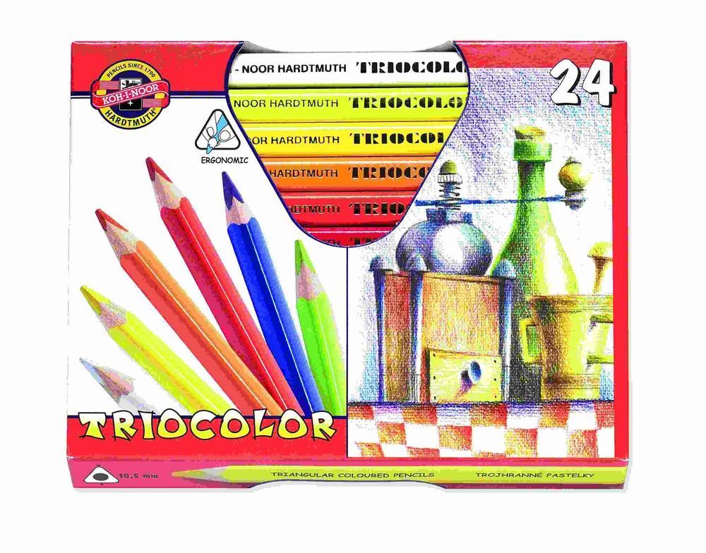 Koh-i-noor pastelky KIN trojhranné Jumbo 3154/24 Triocolor silné