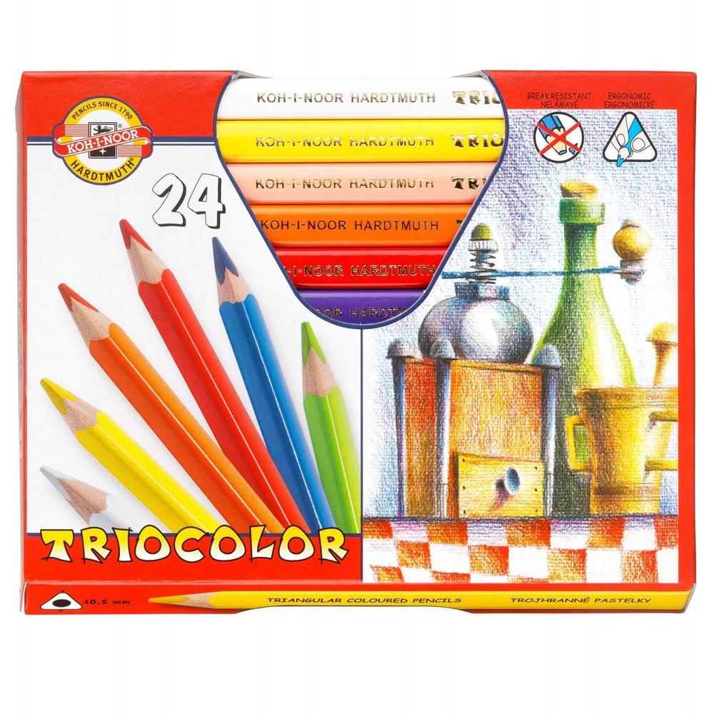 Koh-i-noor pastelky KIN trojhranné Jumbo 3154/24 Triocolor silné