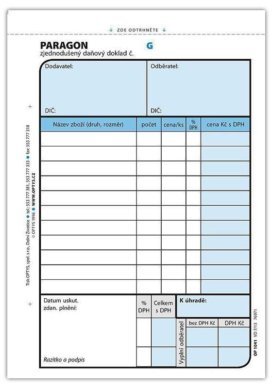 Paragon A6 číslovaný, nepropisující 2x 50L